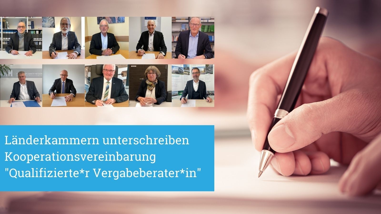 Die Präsident*innen der beteiligten Länderingenieurkammern unterzeichnen die Vereinbarung (re.o. Torsten Sasse, Präsident der Ingenieurkammer Bremen).